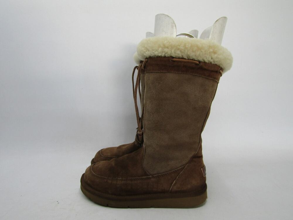 UGG Womens Size 6 M Brown Suede Laces Mid Calf Fashion Boots
